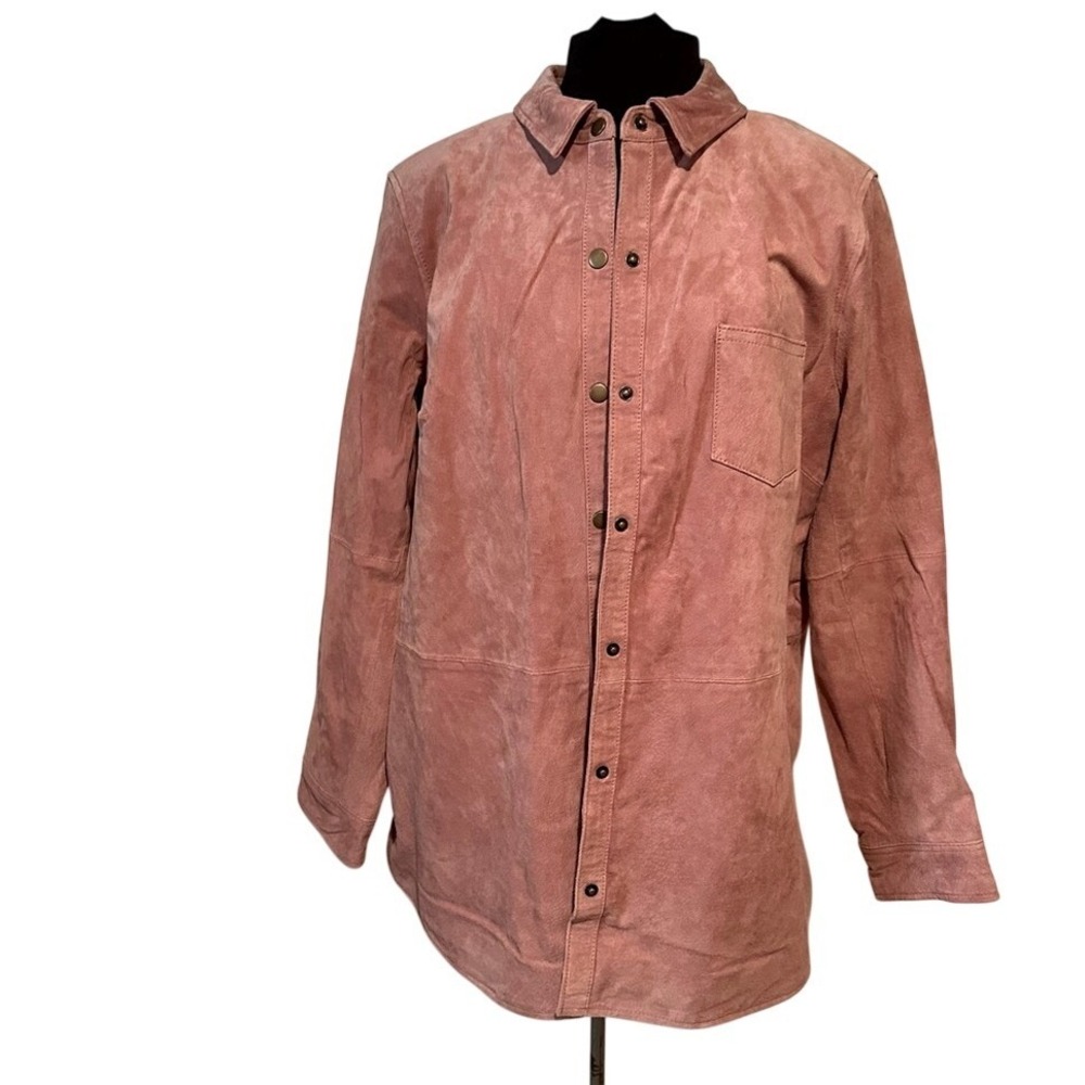 Genuine leather Denim and Co, mauve pink leather jacket, lined Size XL.‎